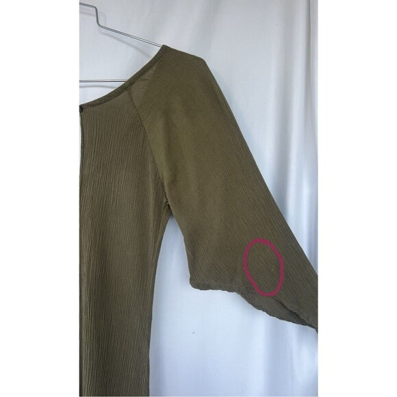 Cleobella Moss Green Lace Up Mini Dress Flare Sleeve Forest Fairy Goblin Witch - Picture 8 of 10